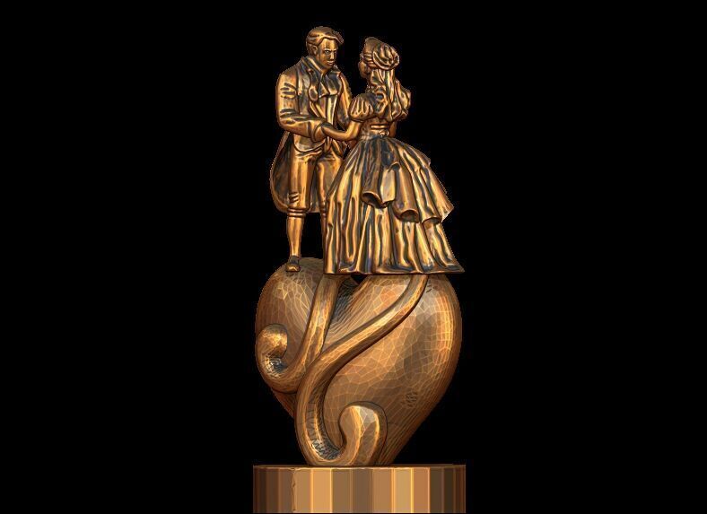 Couple on heart valentines day gift 3D print model_3