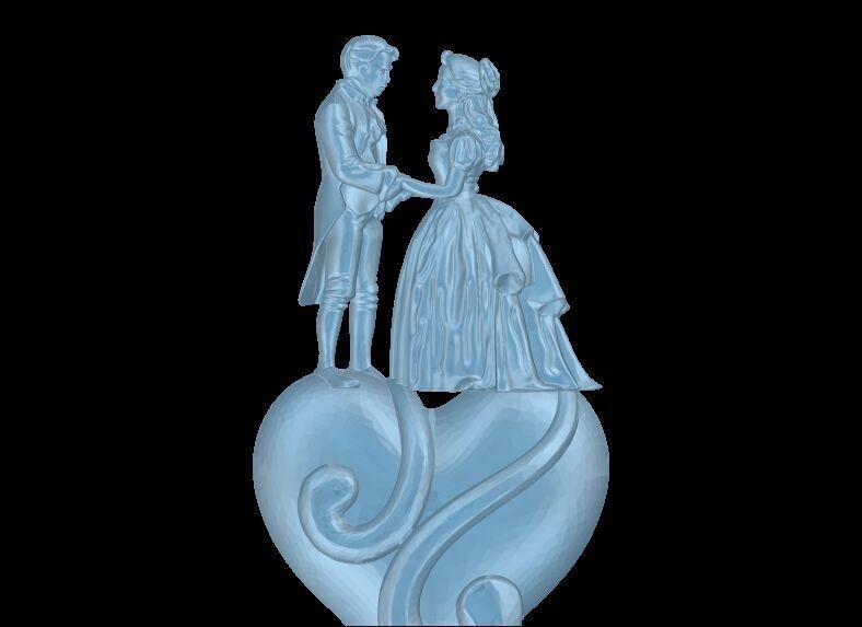 Couple on heart valentines day gift 3D print model_5