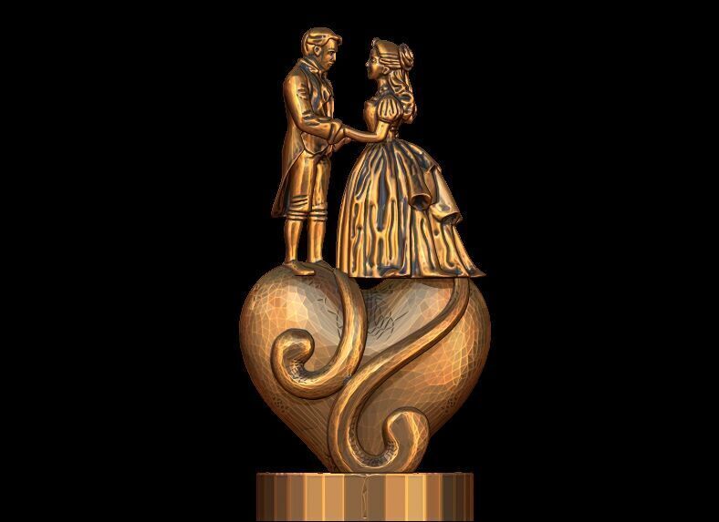 Couple on heart valentines day gift 3D print model_1