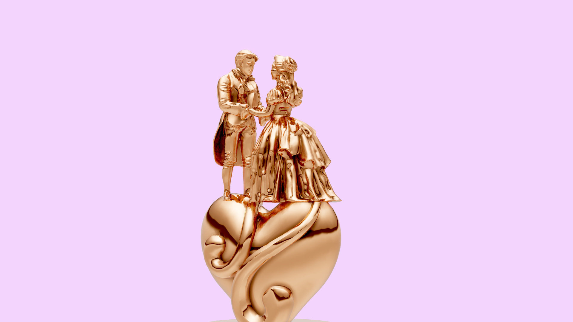 Couple on heart valentines day gift 3D print model_6