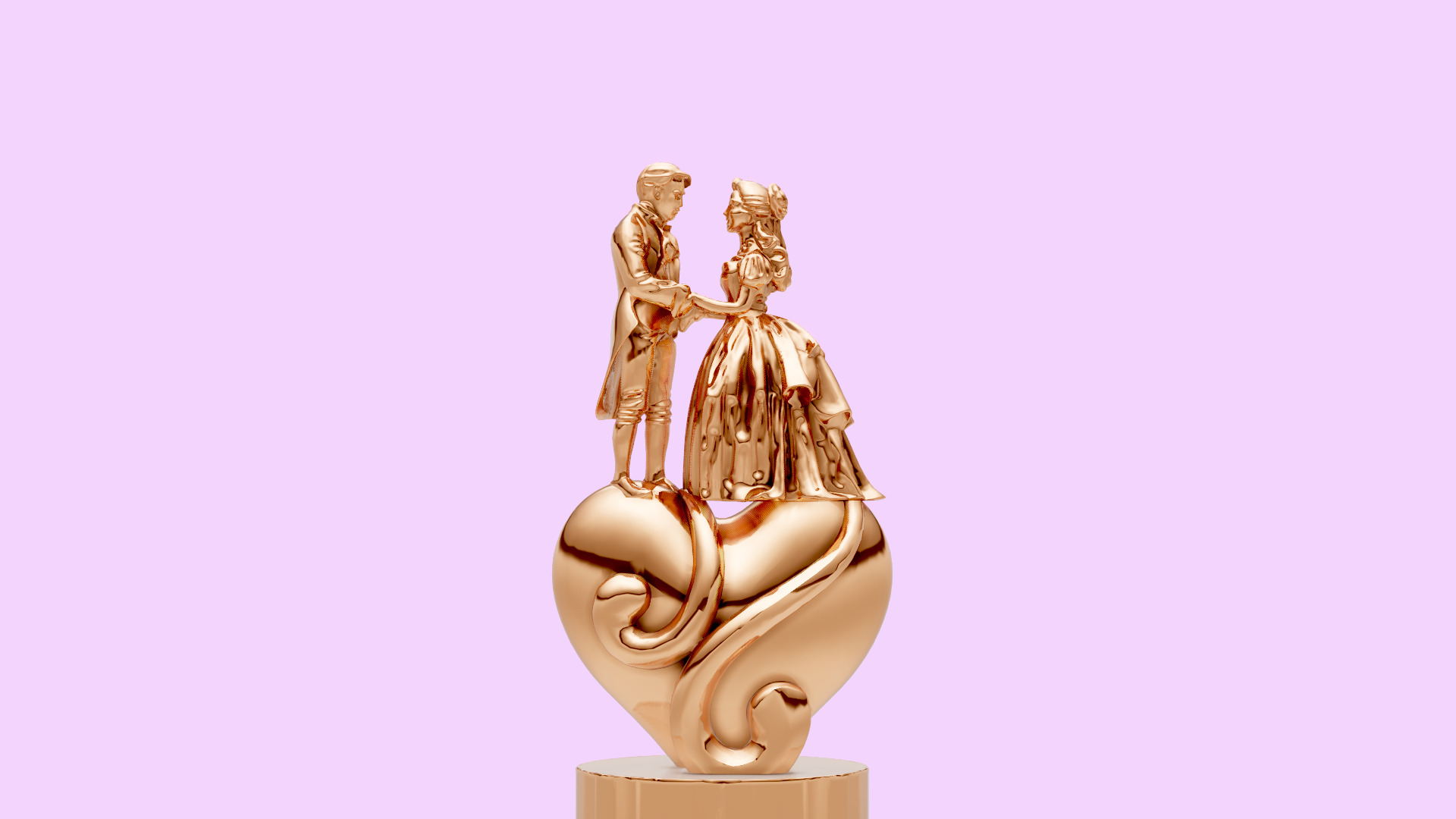 Couple on heart valentines day gift 3D print model_7