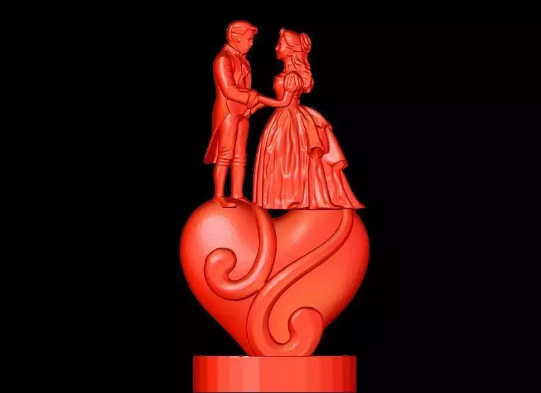 Couple on heart valentines day gift 3D print model_0