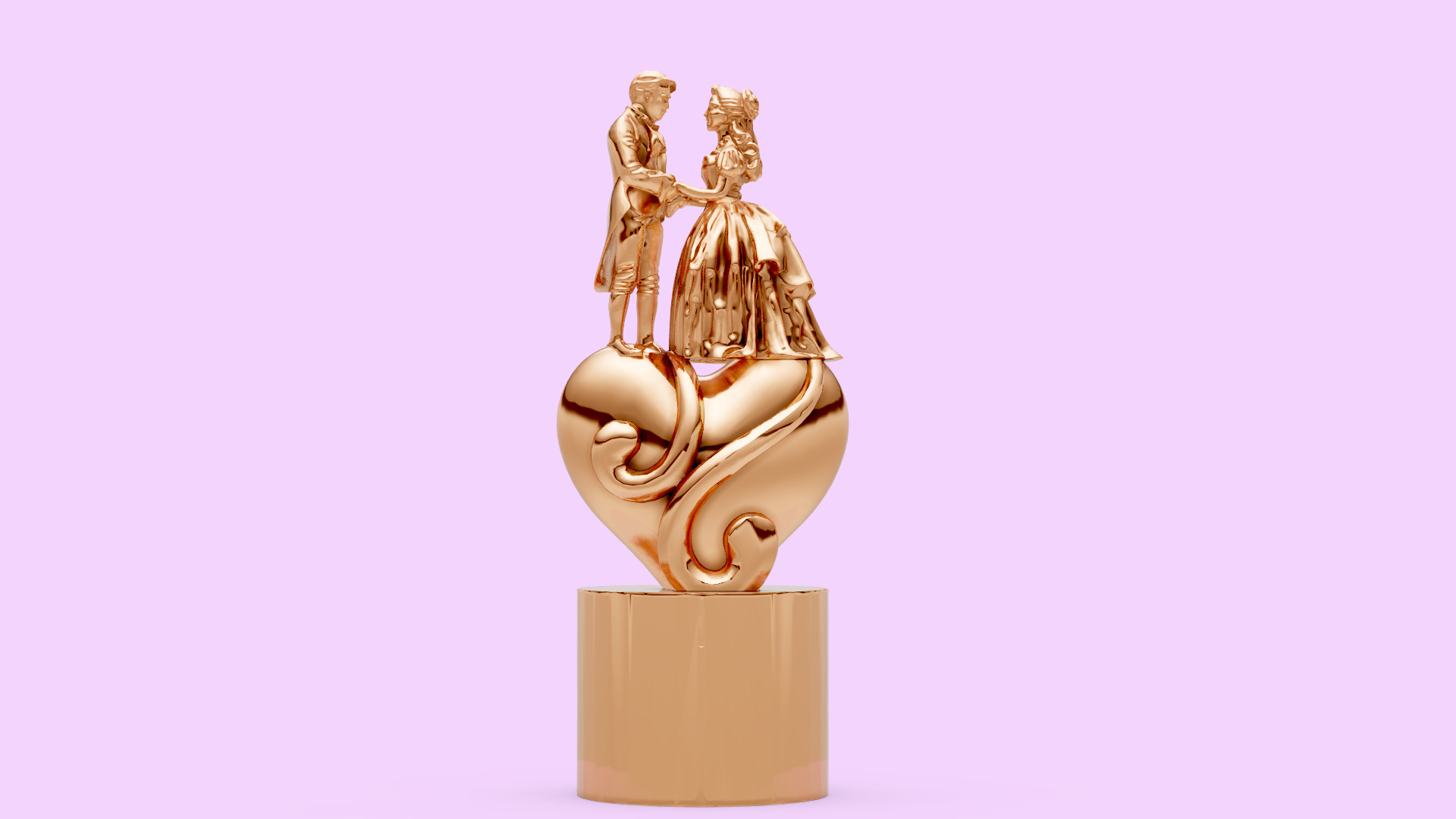 Couple on heart valentines day gift 3D print model_9