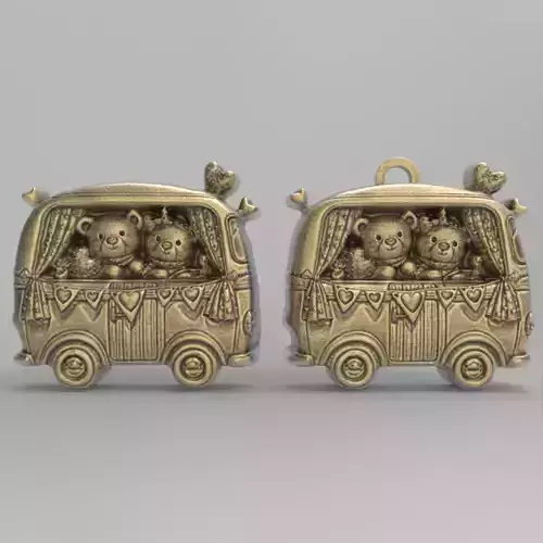 teddys with van keychain 3D print model