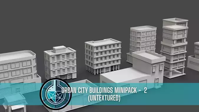 Low Poly 10 Urban City Buildings Mini Pack 2 - Untextured Low-poly 3D model