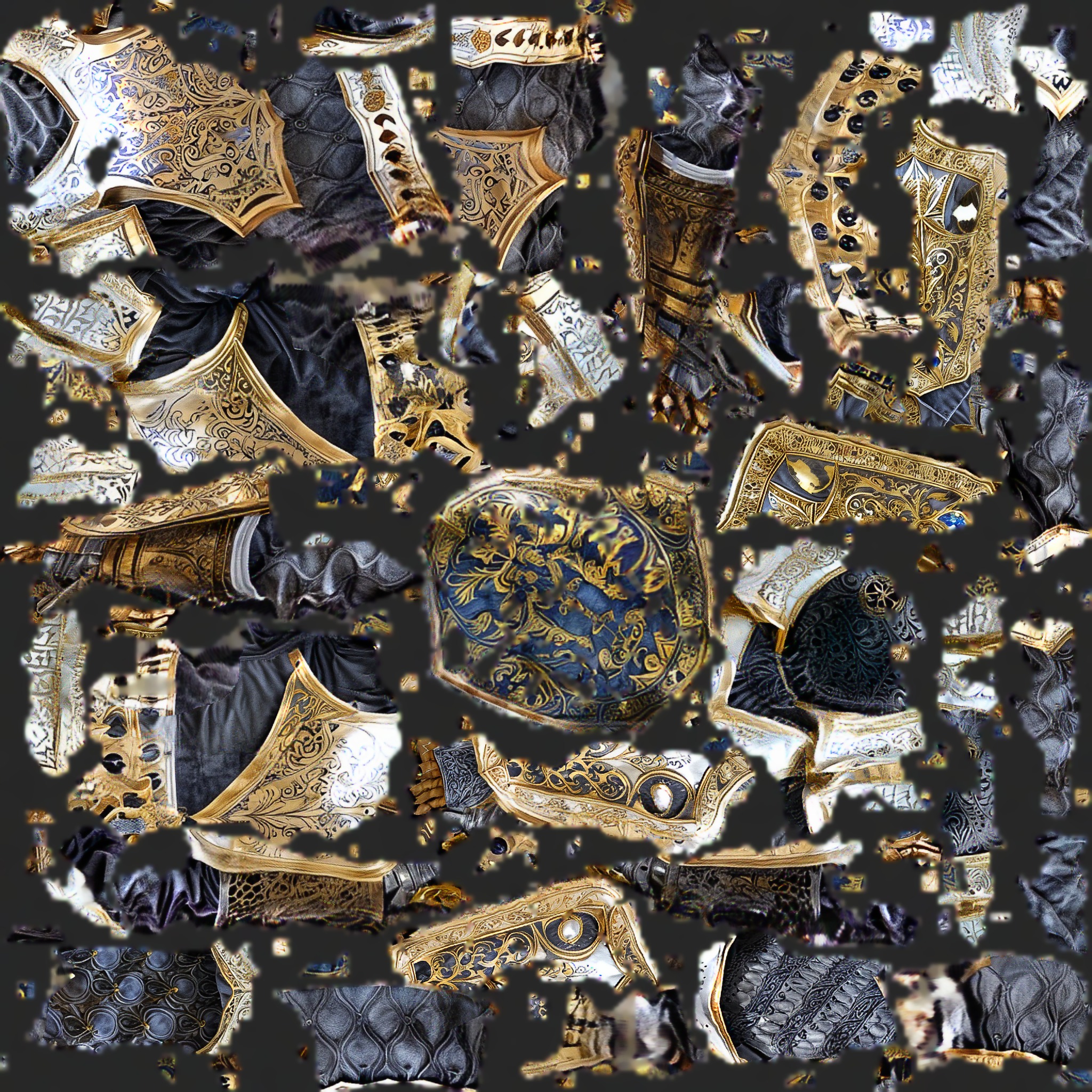 Medieval Royal armor set gold Low-poly 3D model_6