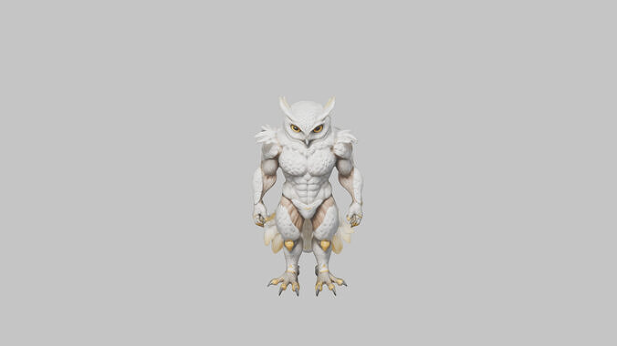 Owl Warrior Character Low-poly 3D model