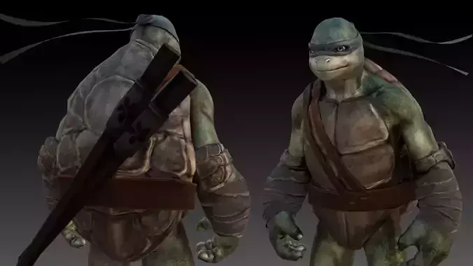 Leonardo TMNT 3D Model High Quality Rigged Low-poly 3D model