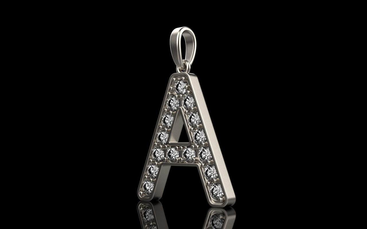 Initial letter A pendant model 753 3D print model_19