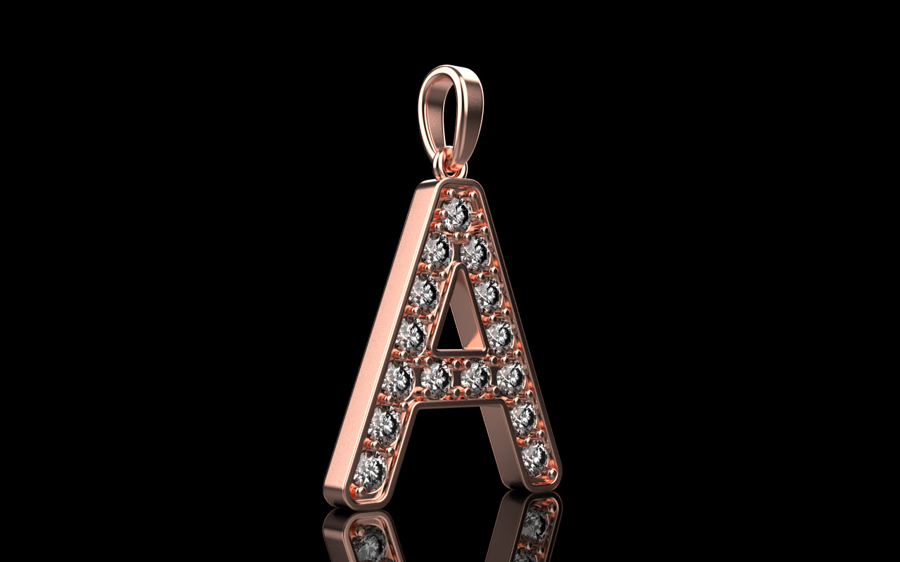 Initial letter A pendant model 753 3D print model_12