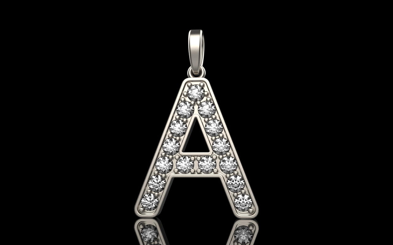 Initial letter A pendant model 753 3D print model_15