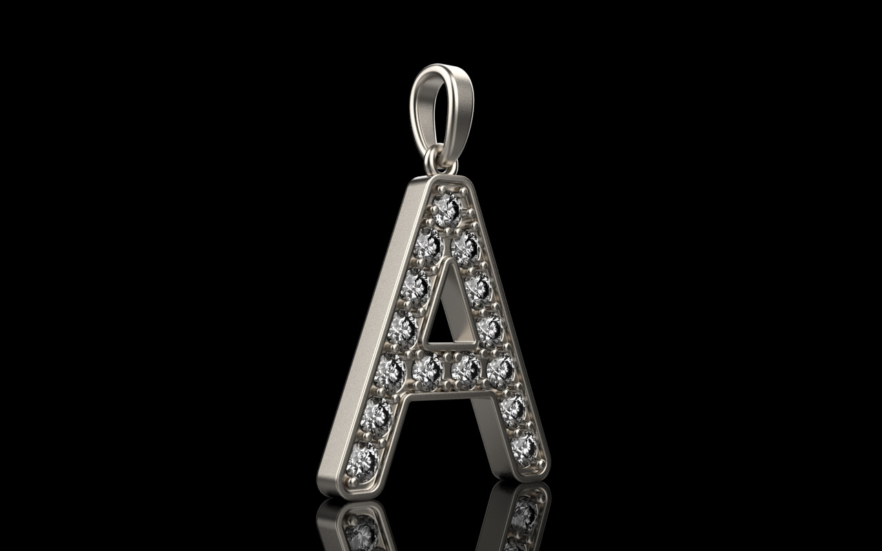 Initial letter A pendant model 753 3D print model_11