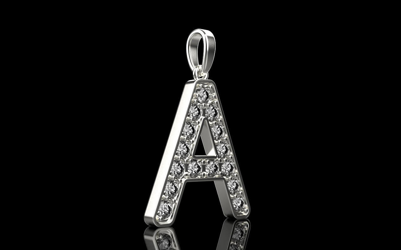 Initial letter A pendant model 753 3D print model_13