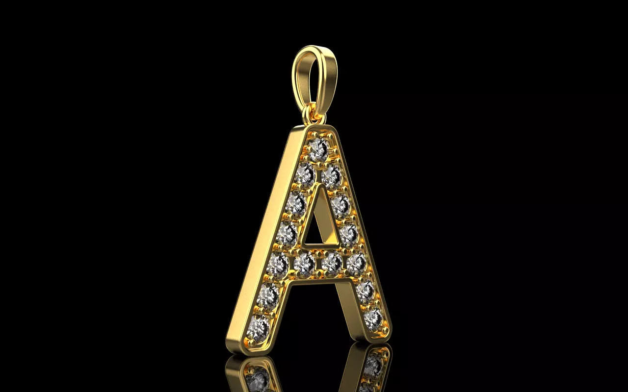 Initial letter A pendant model 753 3D print model_0