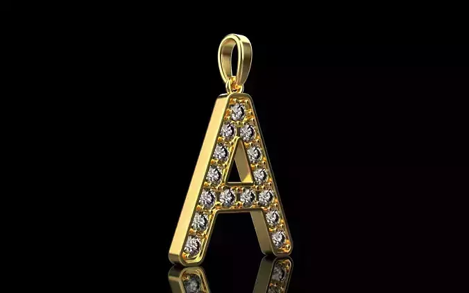 Initial letter A pendant model 753 3D print model