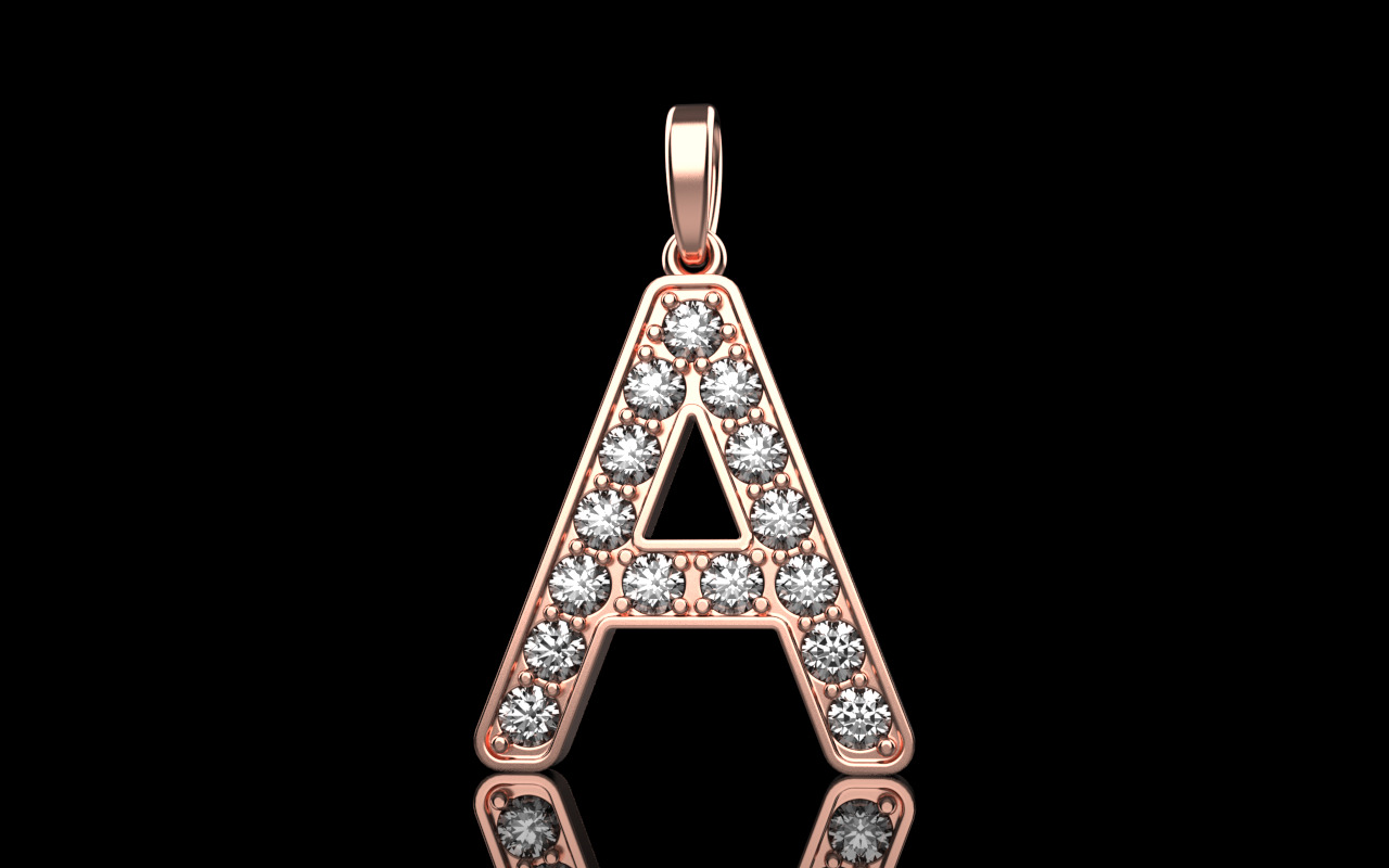 Initial letter A pendant model 753 3D print model_16