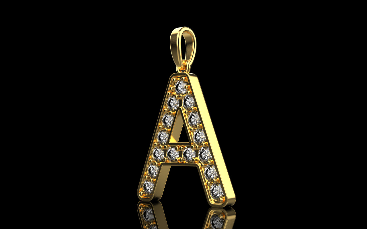 Initial letter A pendant model 753 3D print model_18