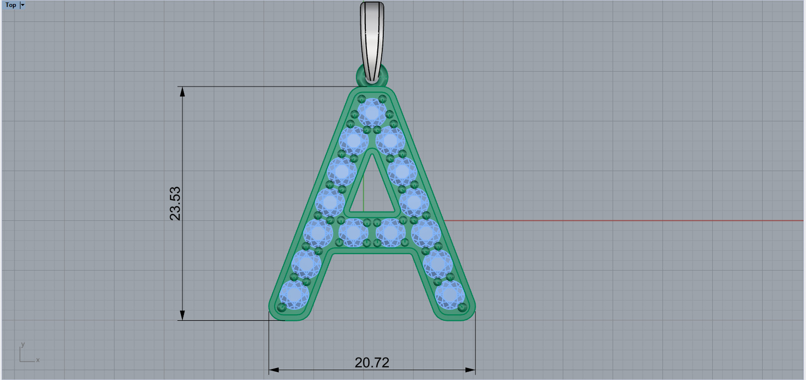 Initial letter A pendant model 753 3D print model_6