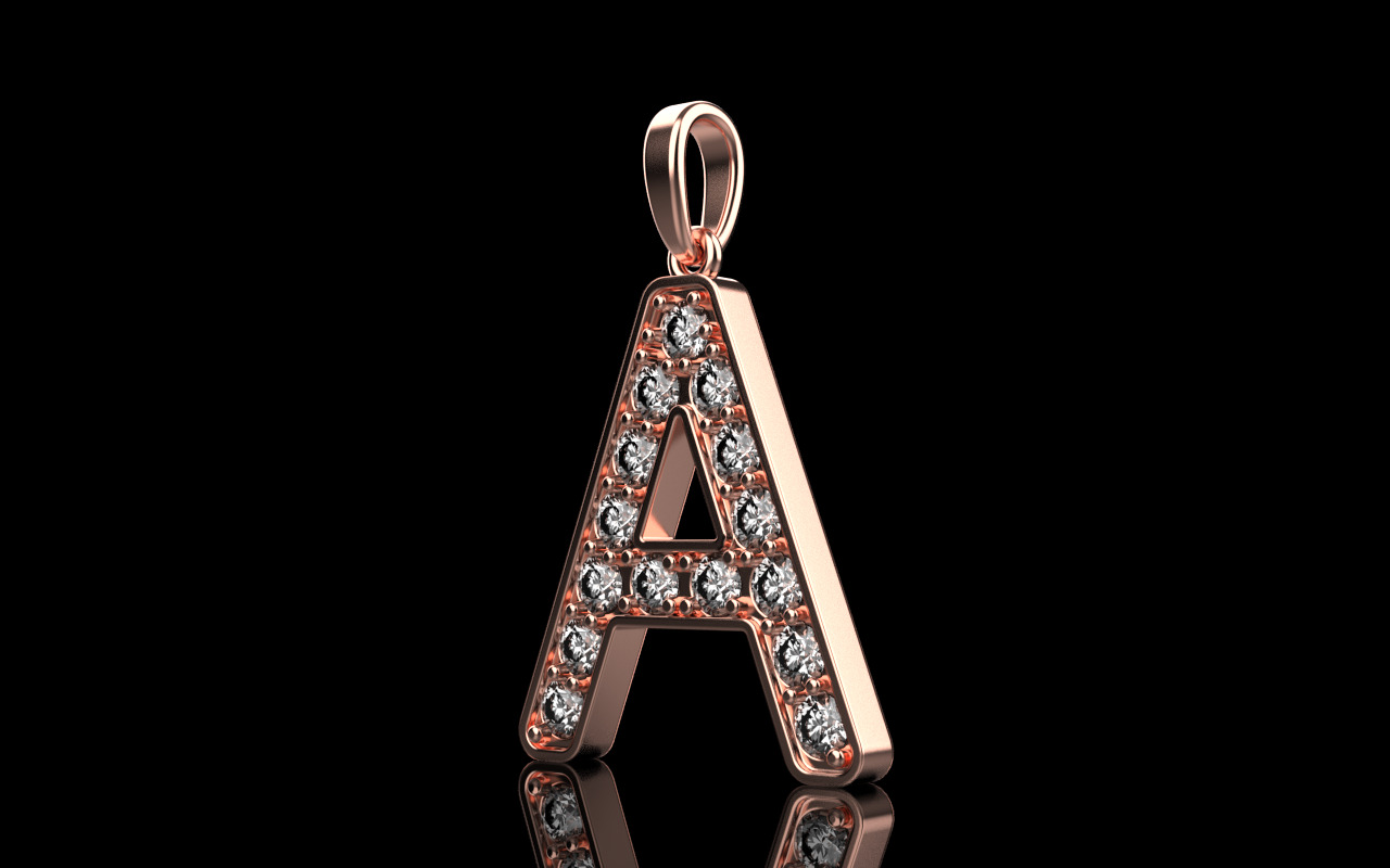 Initial letter A pendant model 753 3D print model_20