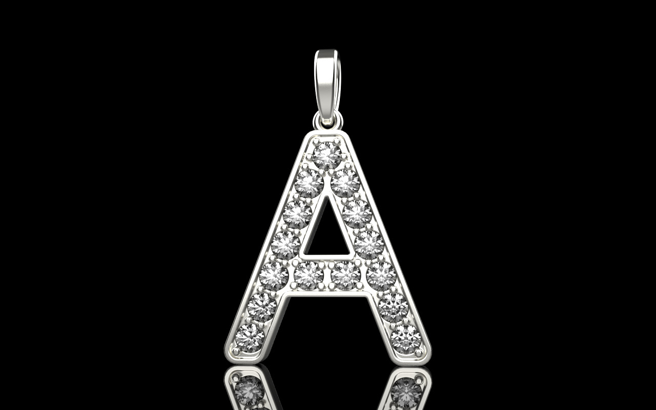 Initial letter A pendant model 753 3D print model_17