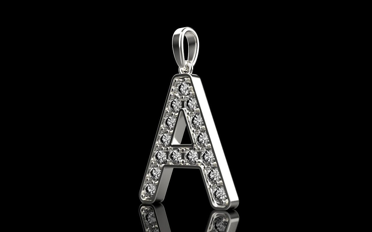 Initial letter A pendant model 753 3D print model_2