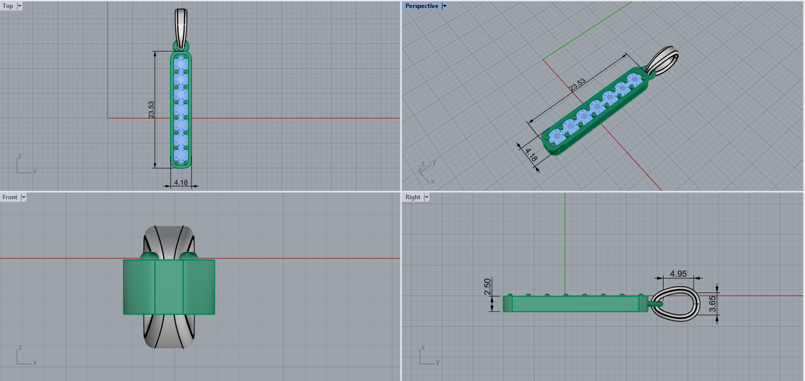 Initial letter I pendant model 754 3D print model_3