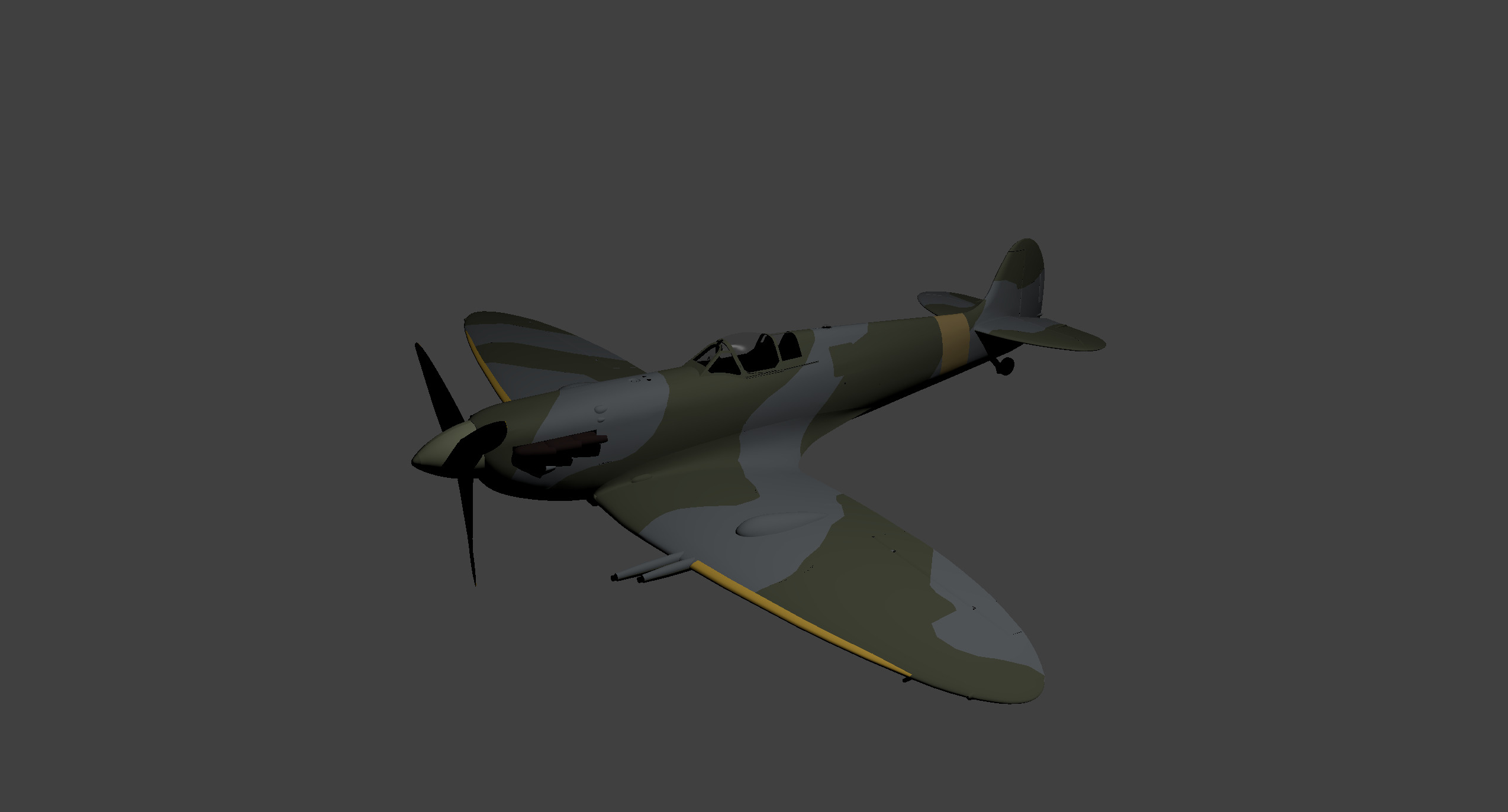 Spitfire MKV on starting sale Low-poly 3D model_4