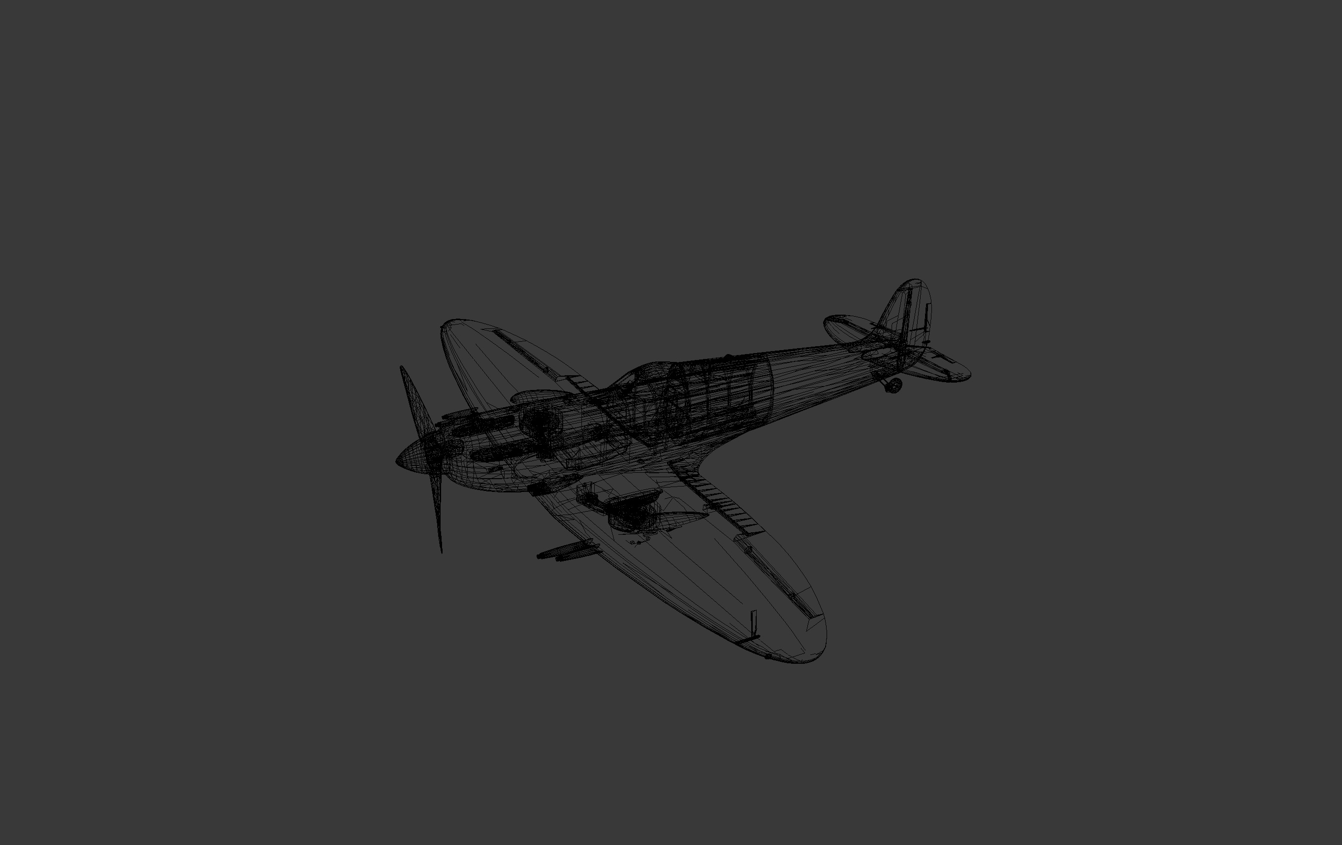Spitfire MKV on starting sale Low-poly 3D model_1