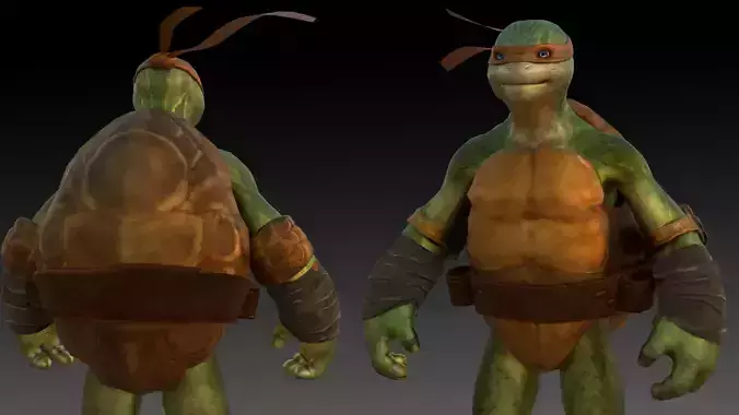 Michelangelo TMNT 3D Model High Quality Rigged Low-poly 3D model