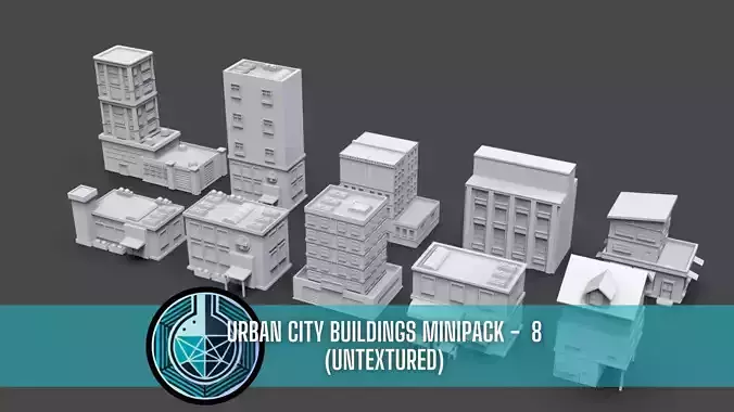 Low Poly 10 Urban City Buildings Mini Pack 8 - Untextured Low-poly 3D model