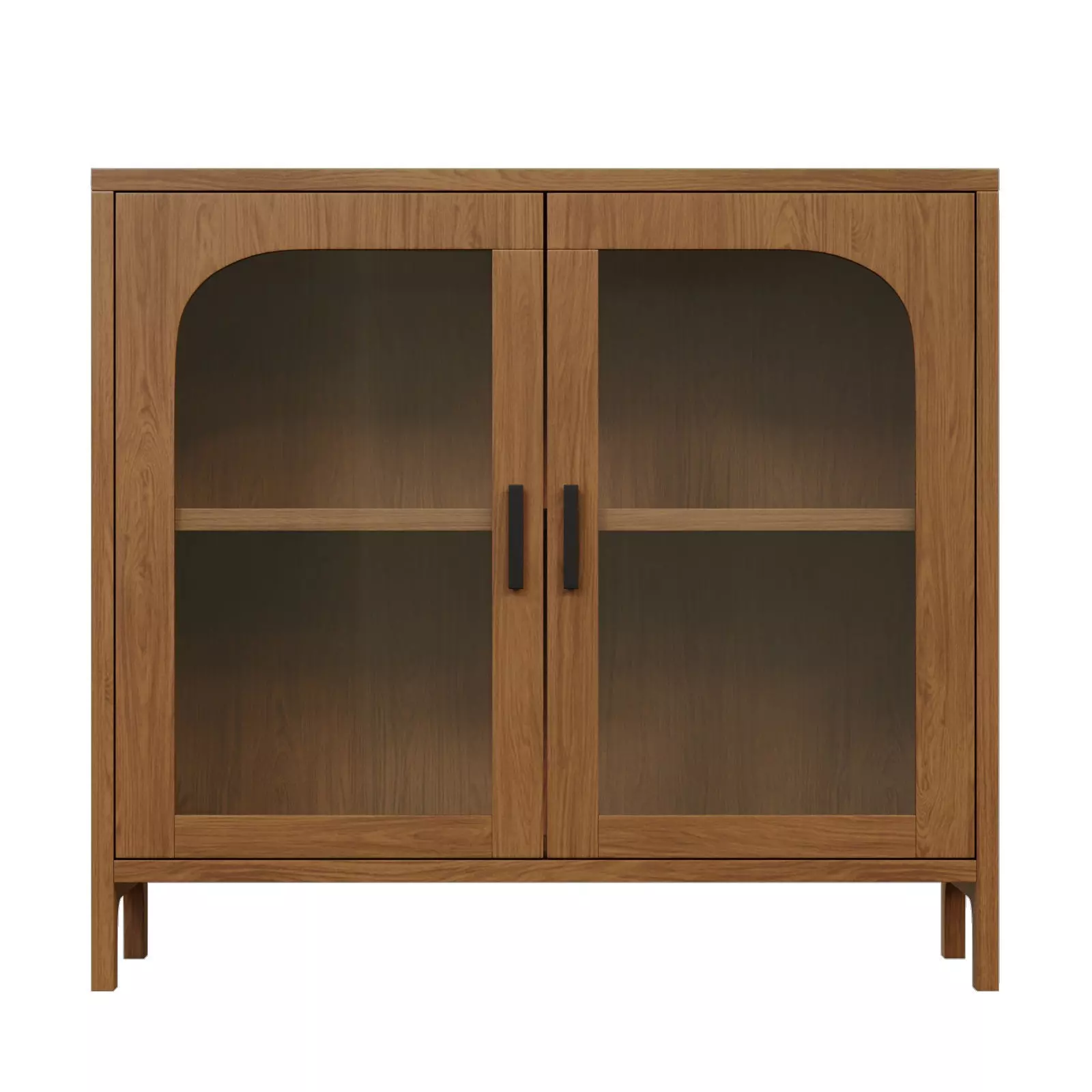 Wooden Veneer Buffet with Glass Doors Low-poly 3D model