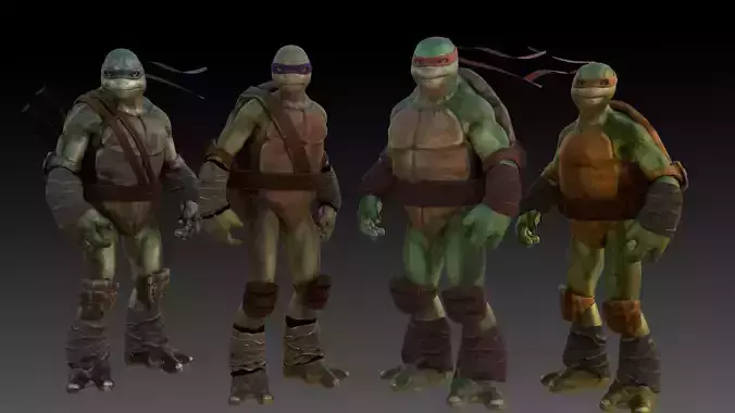 Teenage Mutant Ninja Turtles 3D Model Collection Rigged 