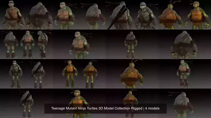 Teenage Mutant Ninja Turtles 3D Model Collection Rigged