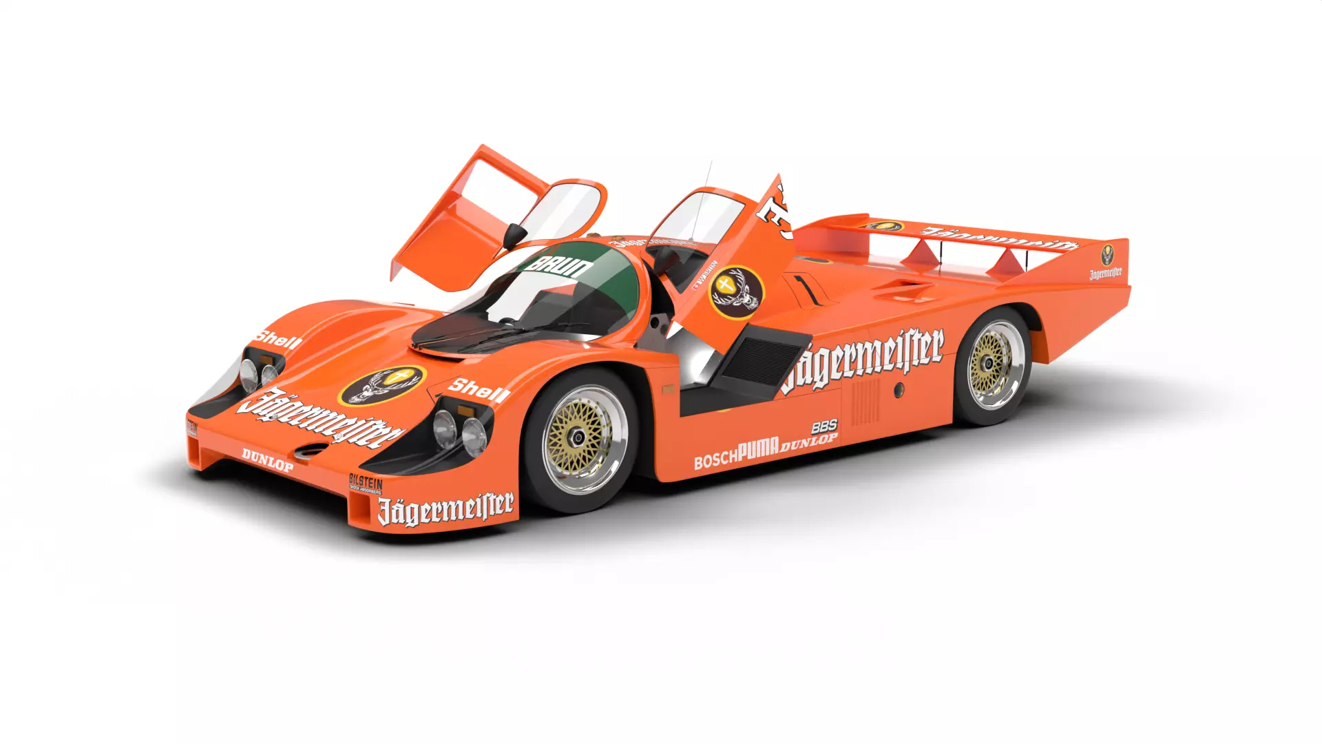 Porsche 956 Group C Brun 1982 Jagermeister Racing HQ 3d model 3D model