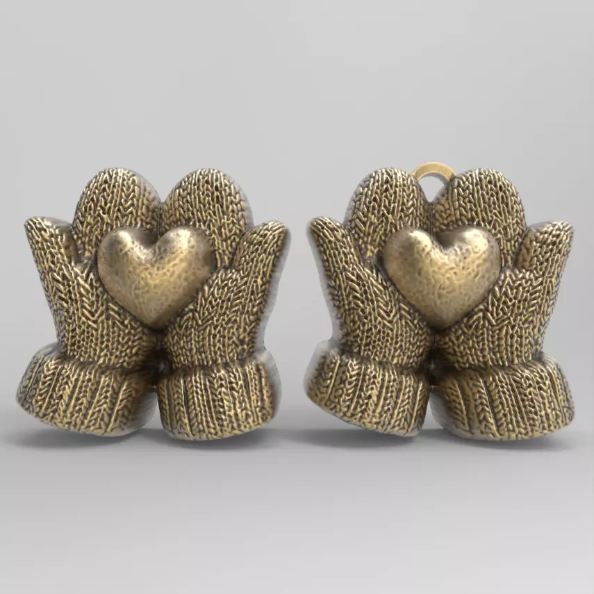 gloves holding heart decor 3D print model_0