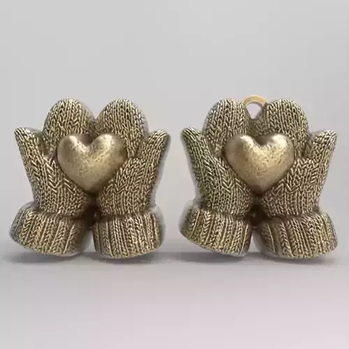gloves holding heart decor