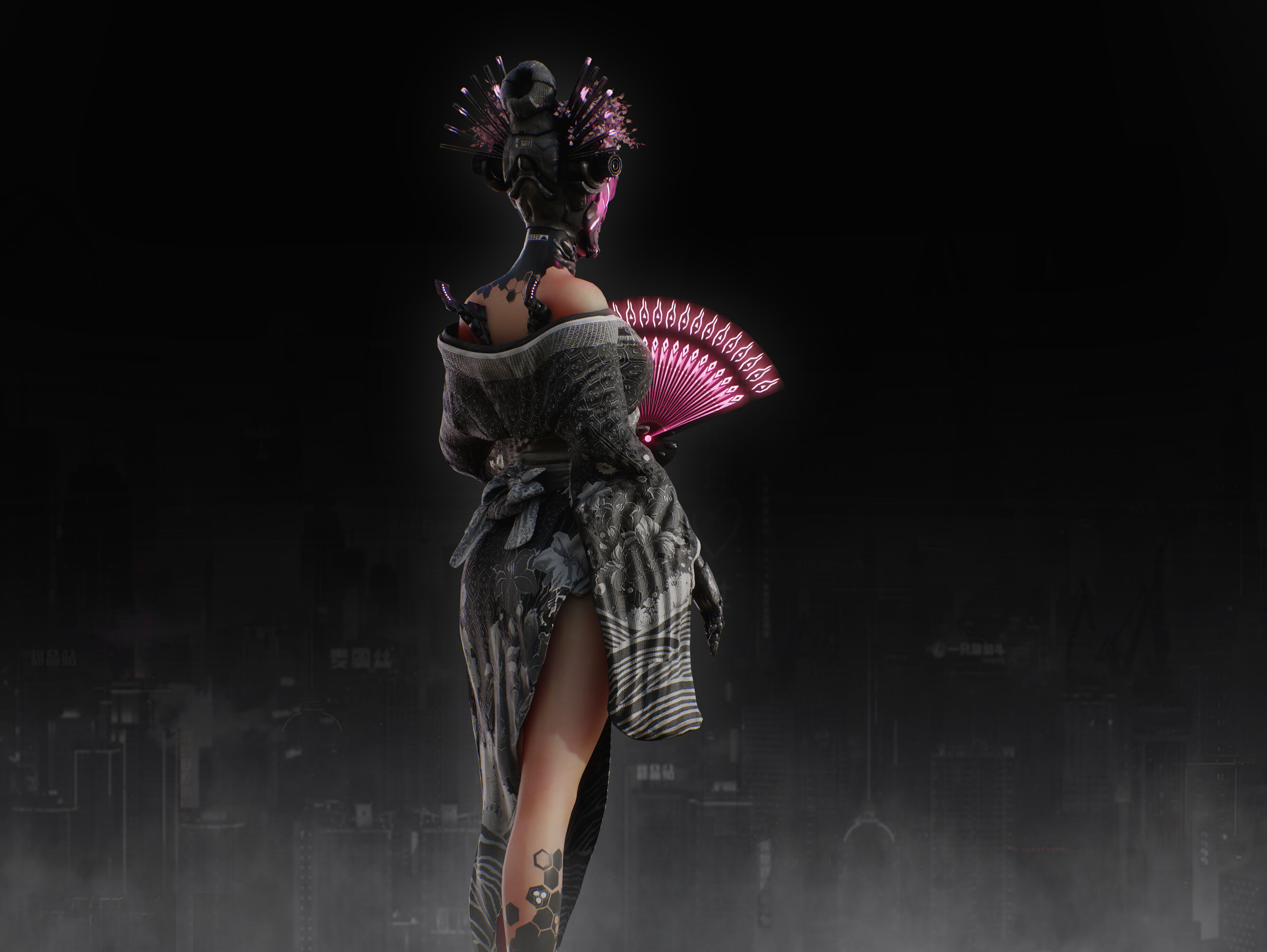 Sci Fi Geisha Low-poly 3D model_11