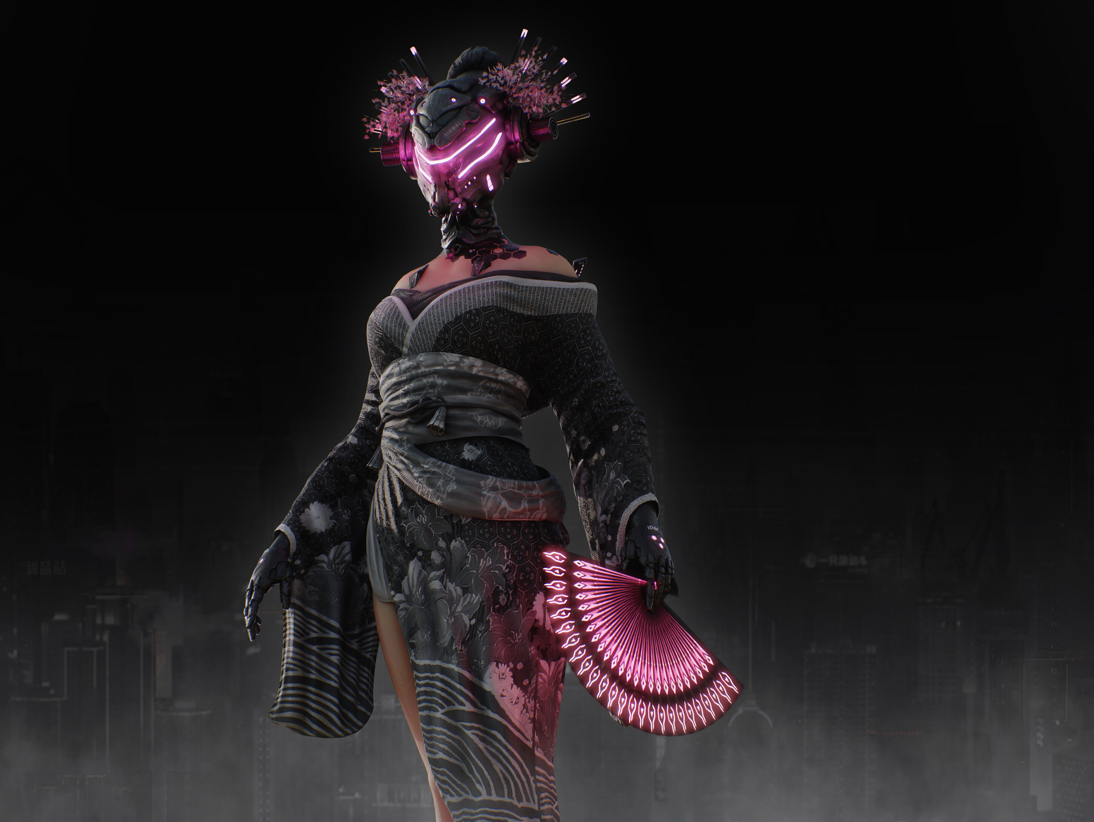 Sci Fi Geisha Low-poly 3D model_9