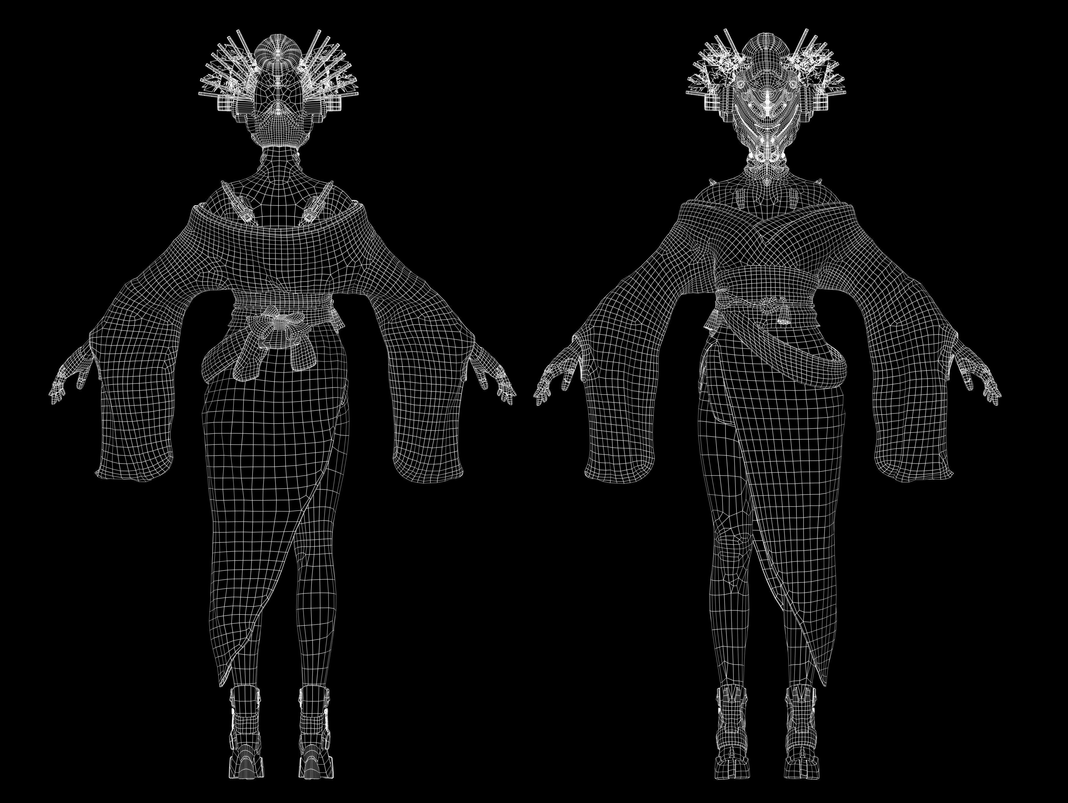Sci Fi Geisha Low-poly 3D model_14