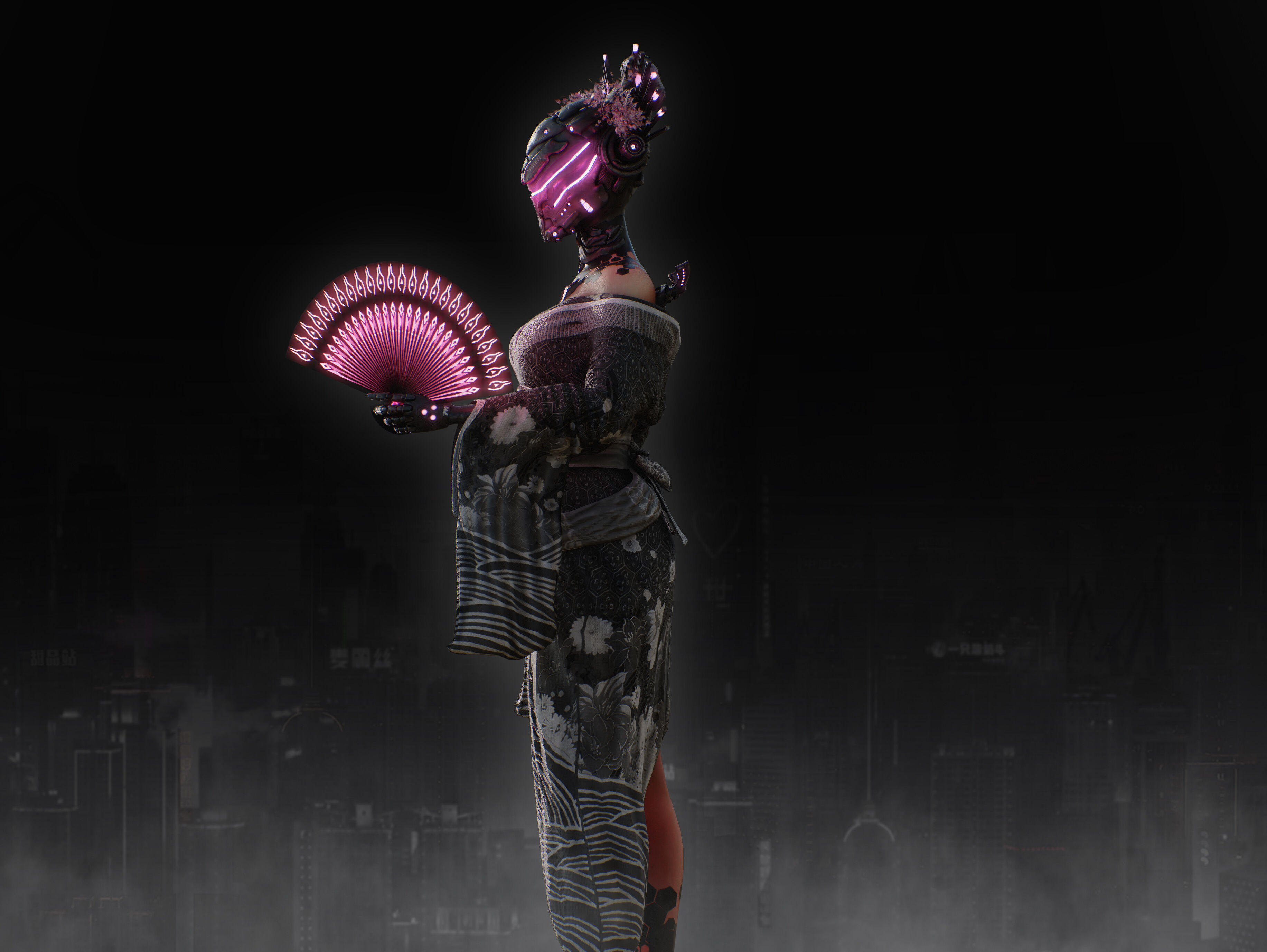 Sci Fi Geisha Low-poly 3D model_10