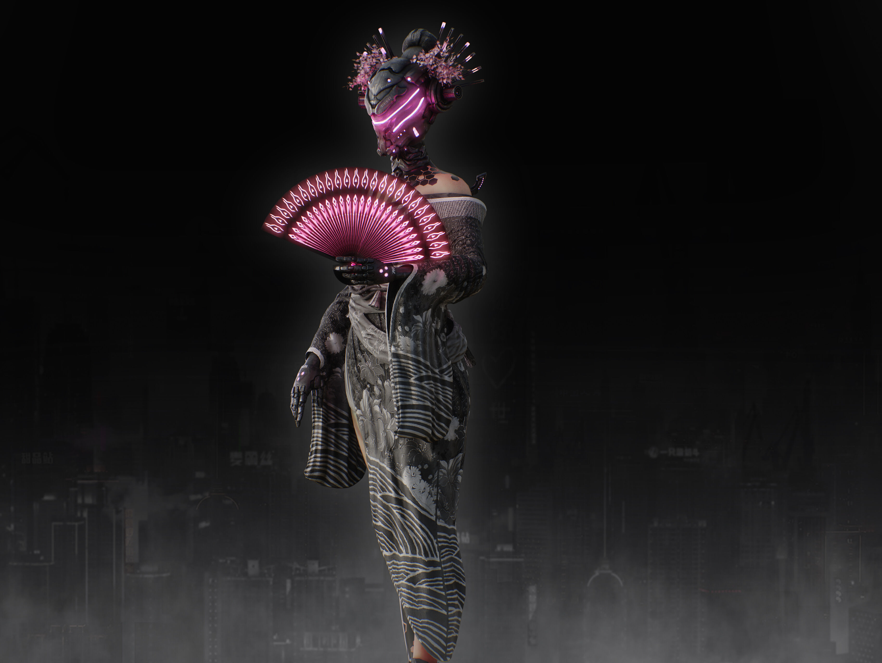 Sci Fi Geisha Low-poly 3D model_6