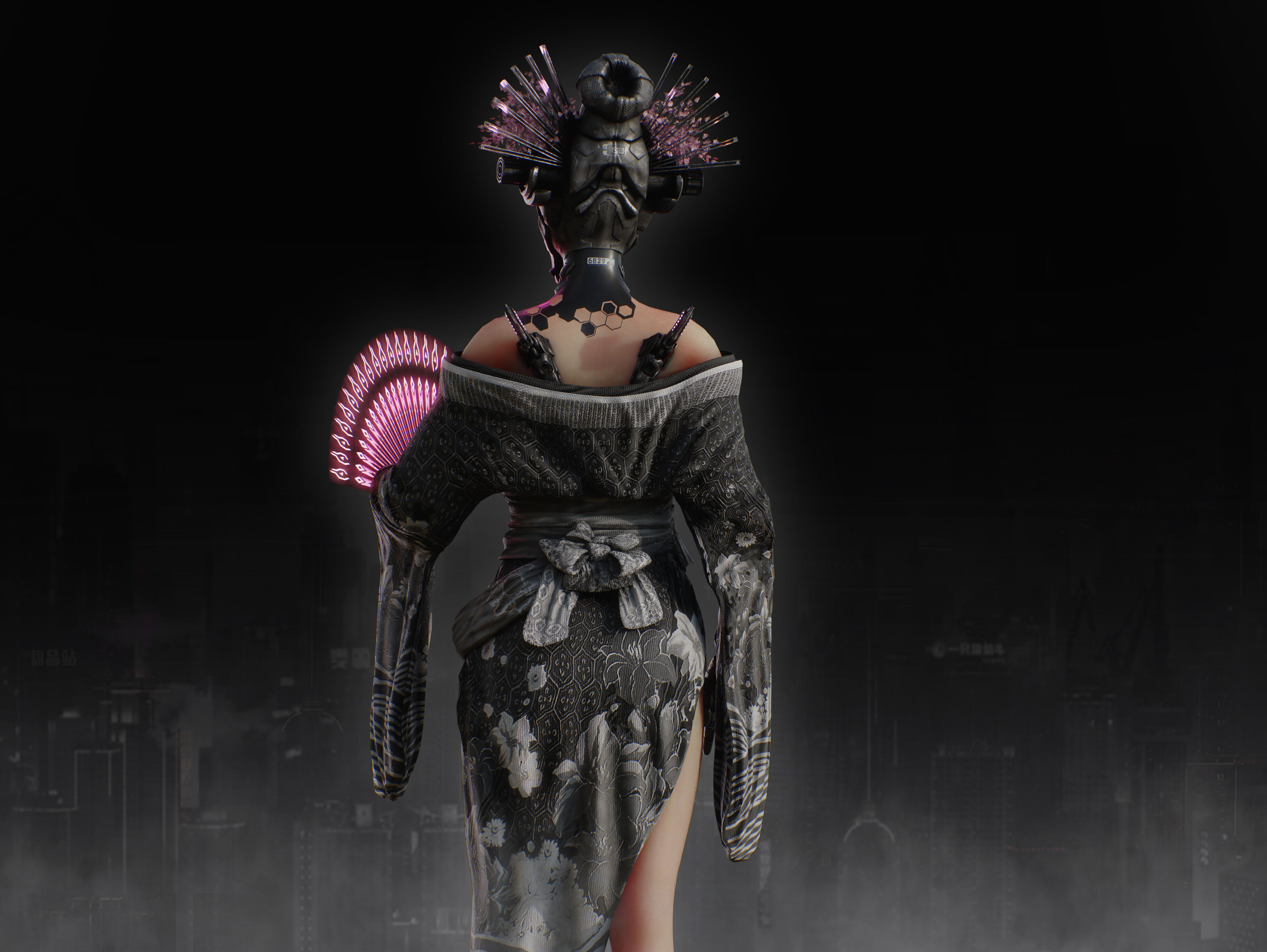 Sci Fi Geisha Low-poly 3D model_12