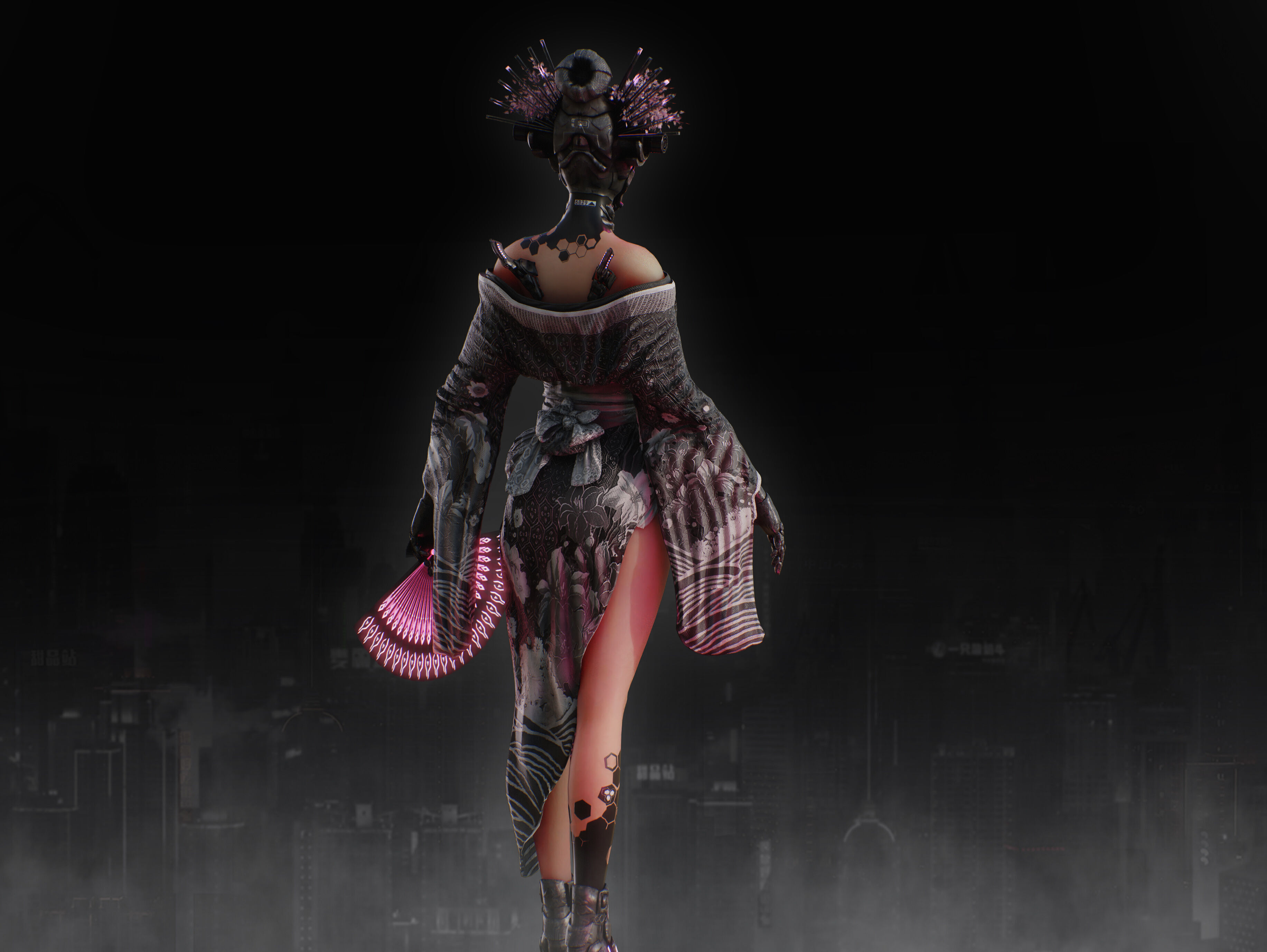 Sci Fi Geisha Low-poly 3D model_3