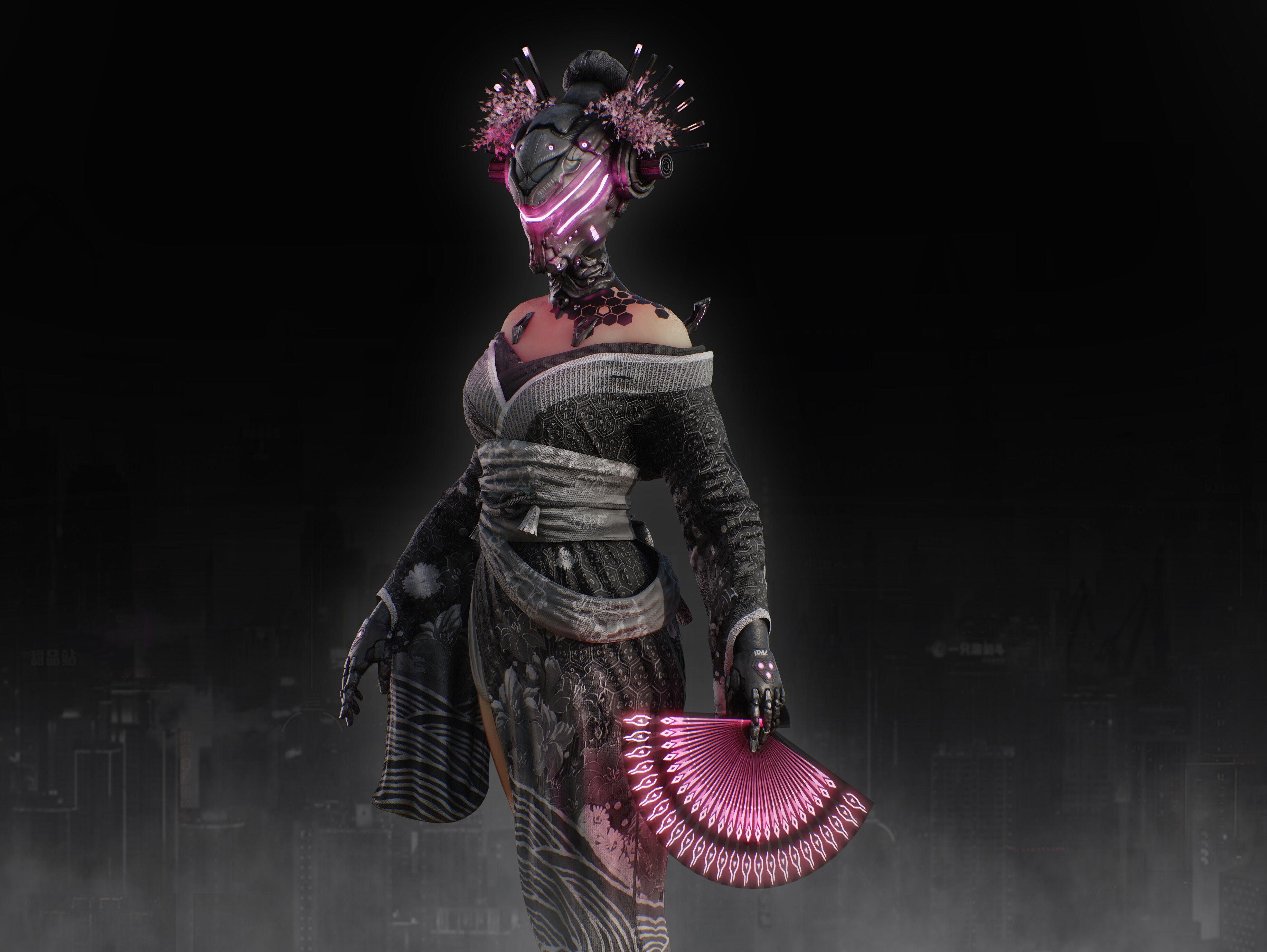 Sci Fi Geisha Low-poly 3D model_7