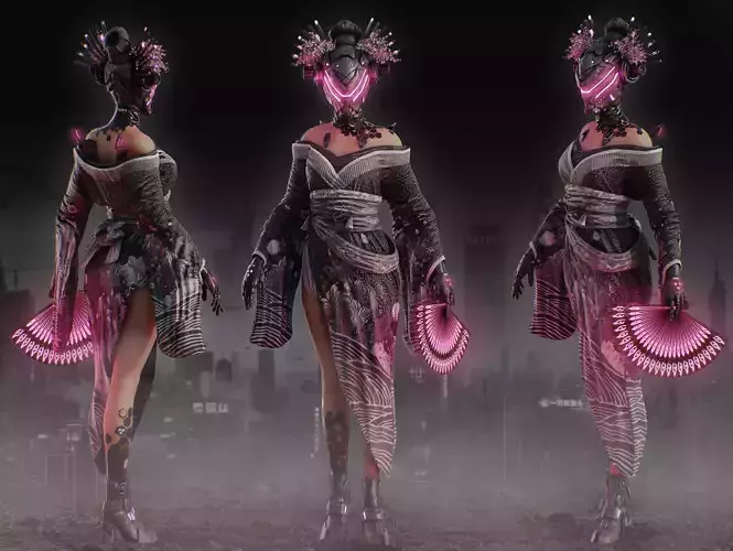 Sci Fi Geisha Low-poly 3D model