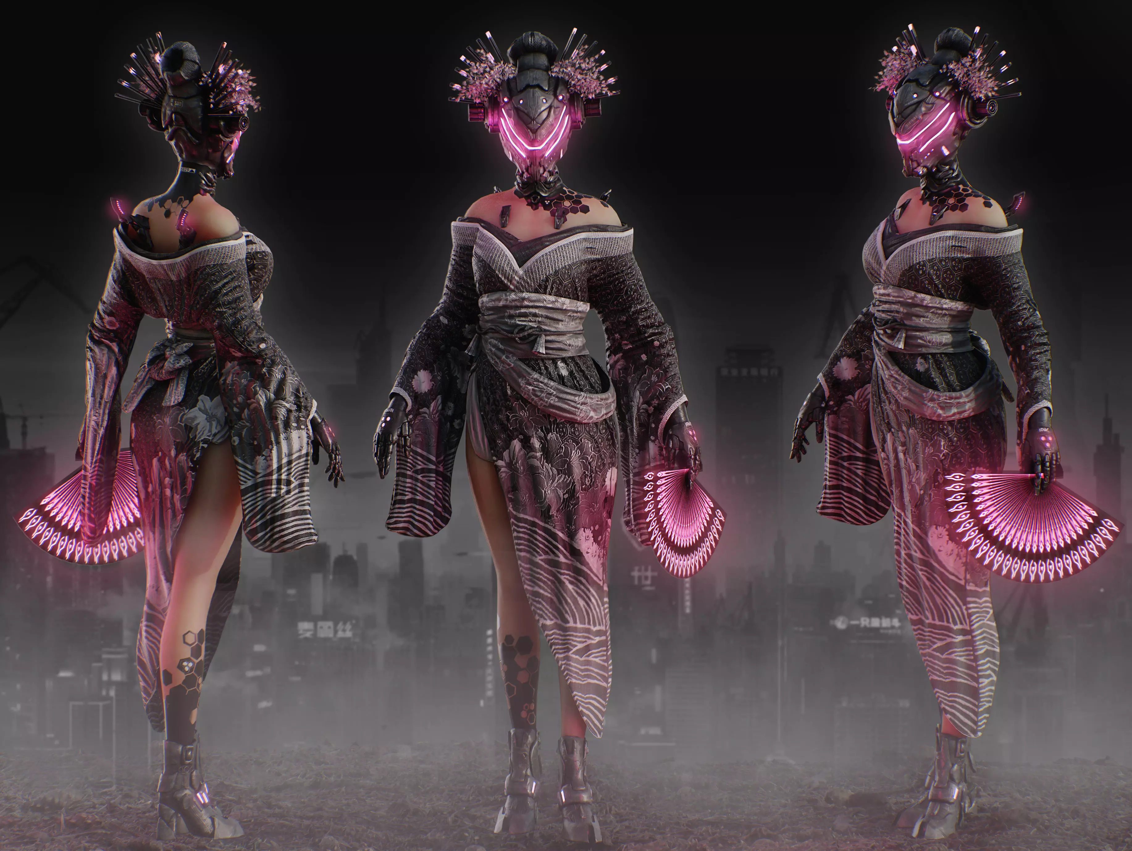 Sci Fi Geisha Low-poly 3D model_0