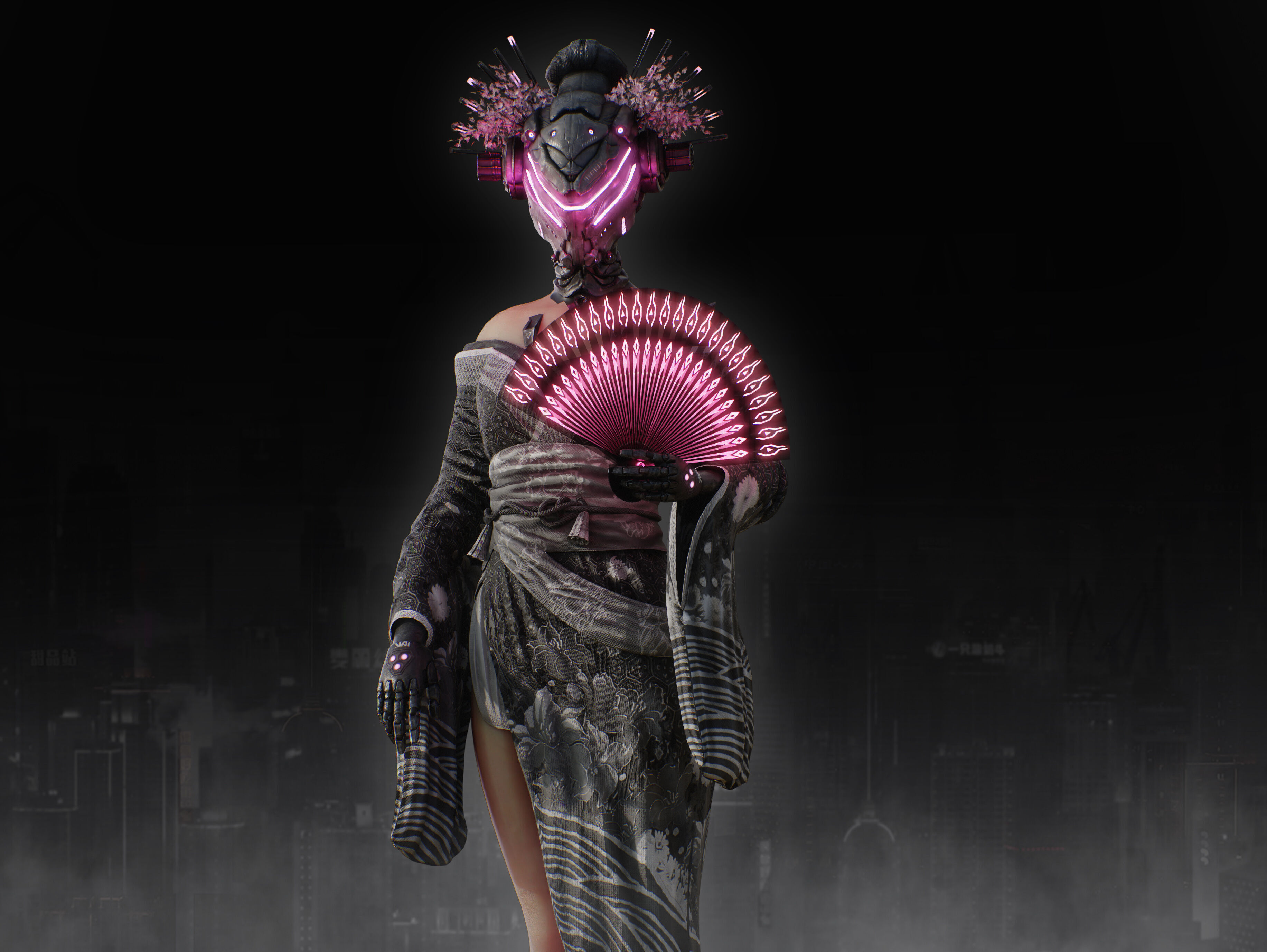 Sci Fi Geisha Low-poly 3D model_2