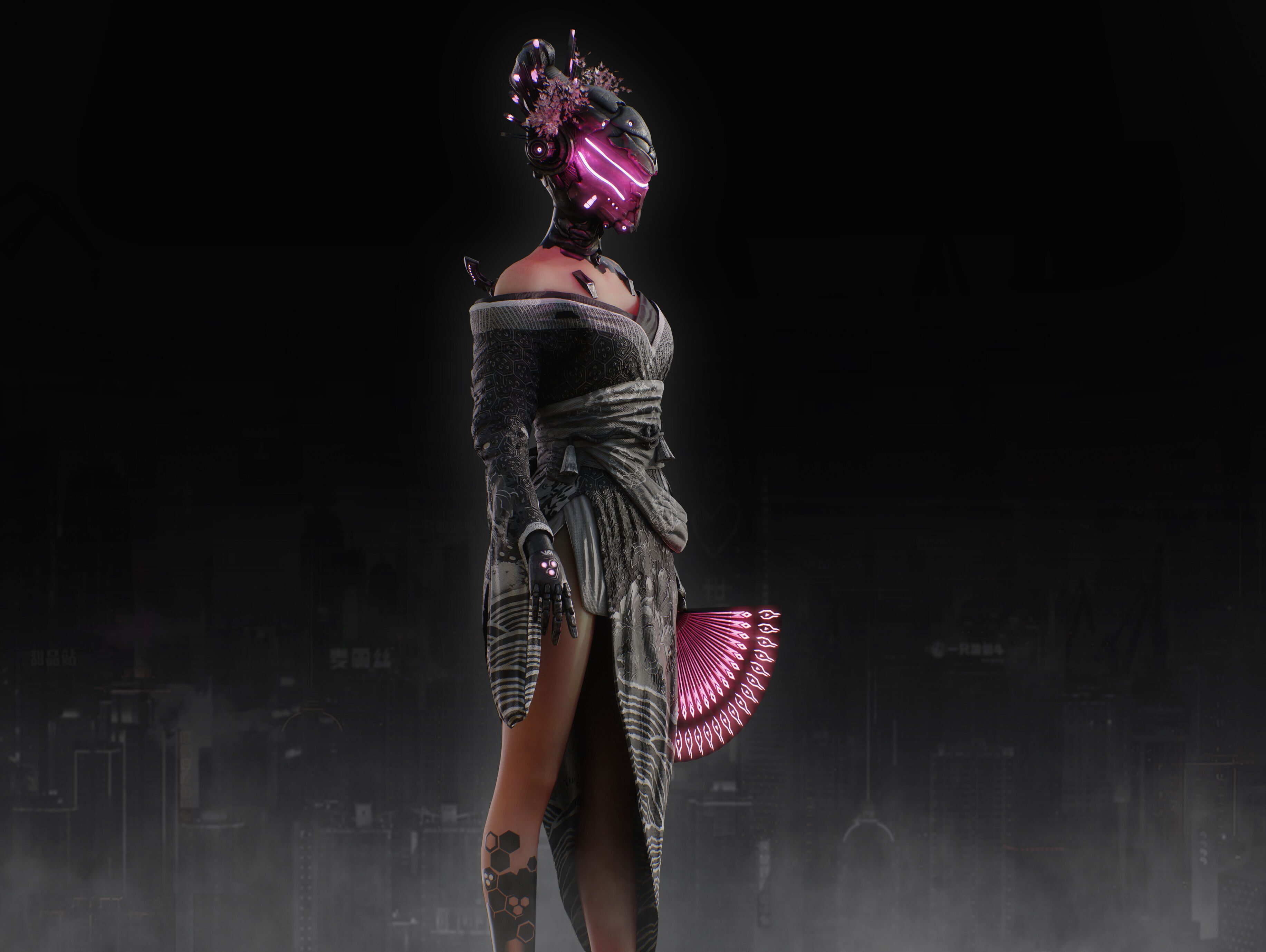 Sci Fi Geisha Low-poly 3D model_8