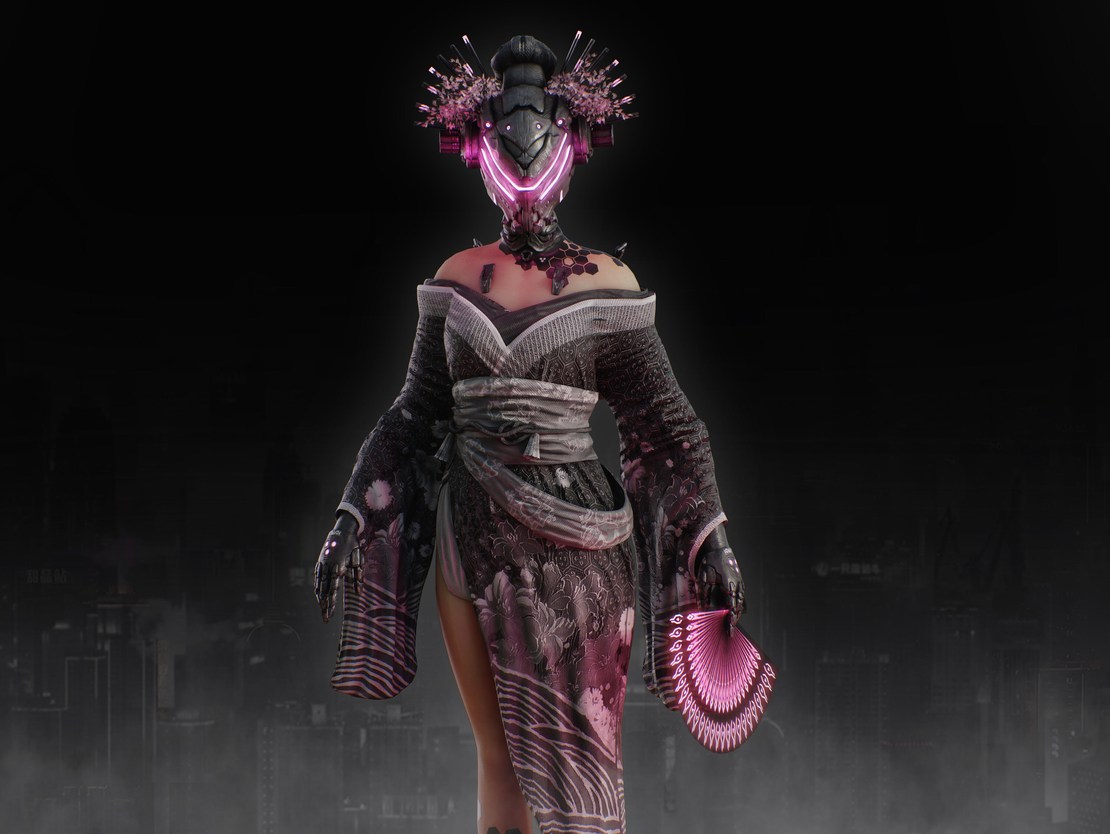 Sci Fi Geisha Low-poly 3D model_4