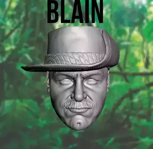 Blain 3D Printable Head Sculpt with M134 Minigun Ol Painless